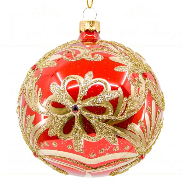 Royal Things Polish Glass Art Christmas Bauble Ball Tender Tahlia Gold Red Pga B3117