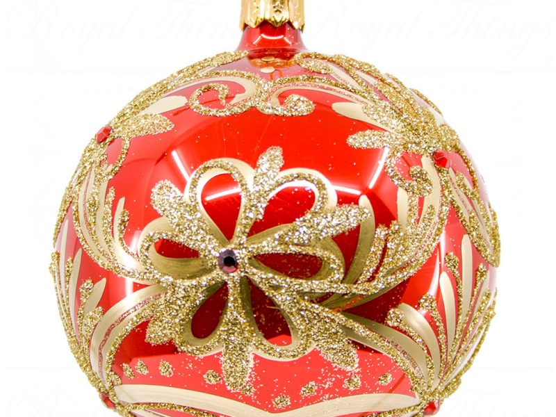 Royal Things Polish Glass Art Christmas Bauble Ball Tender Tahlia Gold Red Pga B3117