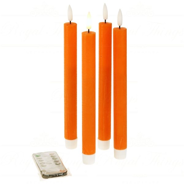 Werner Voss Led Candles Wax Taper Candle Bright Orange Inclusive Remote Control Dimmable Wv 53721