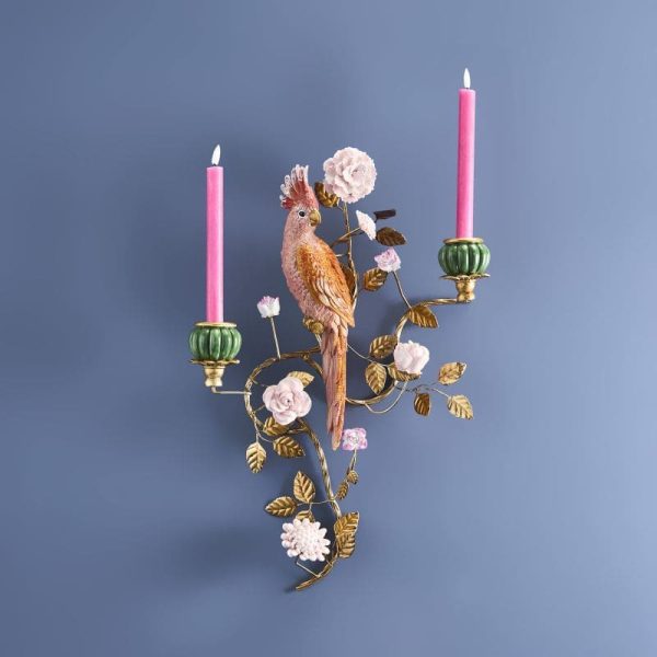 Werner Voss Spring Decorative Items Wall Candle Holder Pink Orange Gold Wv 54724 On Wall